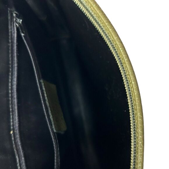 Karina Firenze Pebbled Olive Leather Clutch Made In Italy Some Interior Wear - Picture 7 of 11